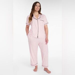 Elegant Pink Polka Dot Women's Pajama Set